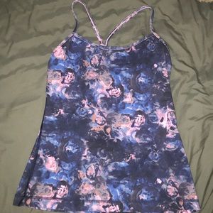 lululemon blue and pink floral tank top